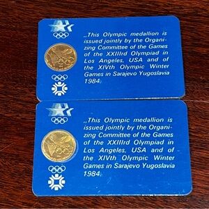Vintage Sarajevo Los Angeles 1984 Olympic Games Coin Medallion NEW Lot Of 2